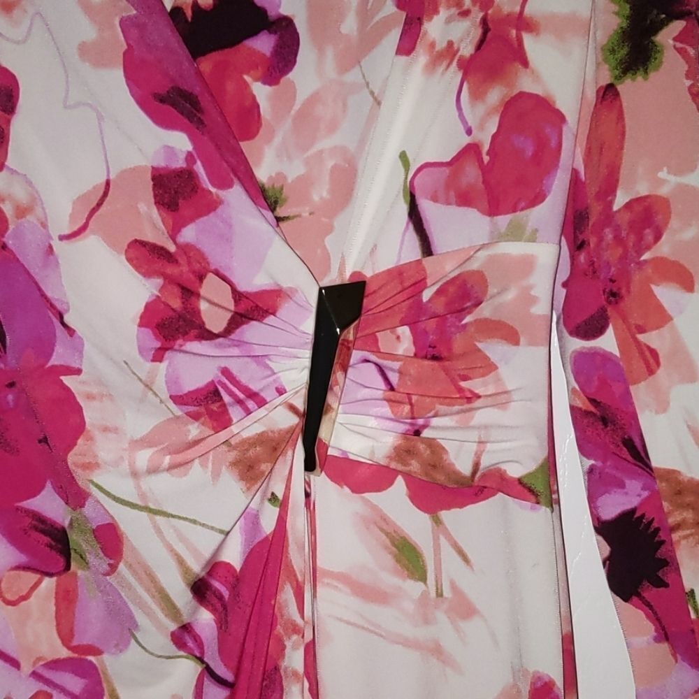 Calvin Klein floral print faux wrap dress Sz 6 - Picture 4 of 6